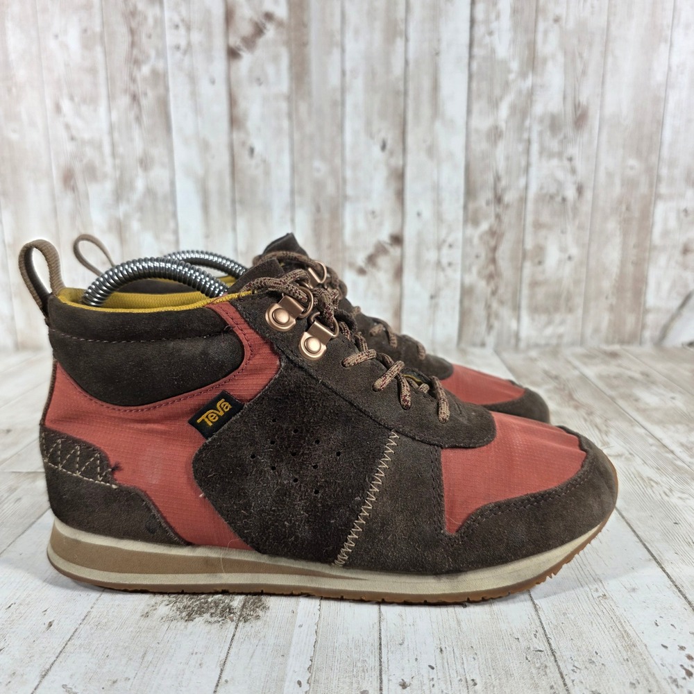 Teva Ember Commuter Mid Brown Orange Suede‎ Ripstop Sneaker Boots Womens 7